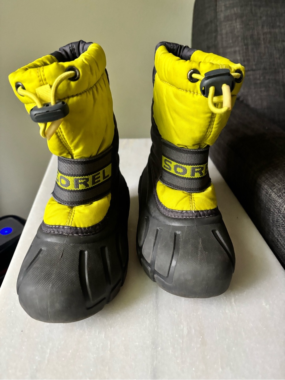 Sorel Kids Yellow and Black Waterproof Snow Boots